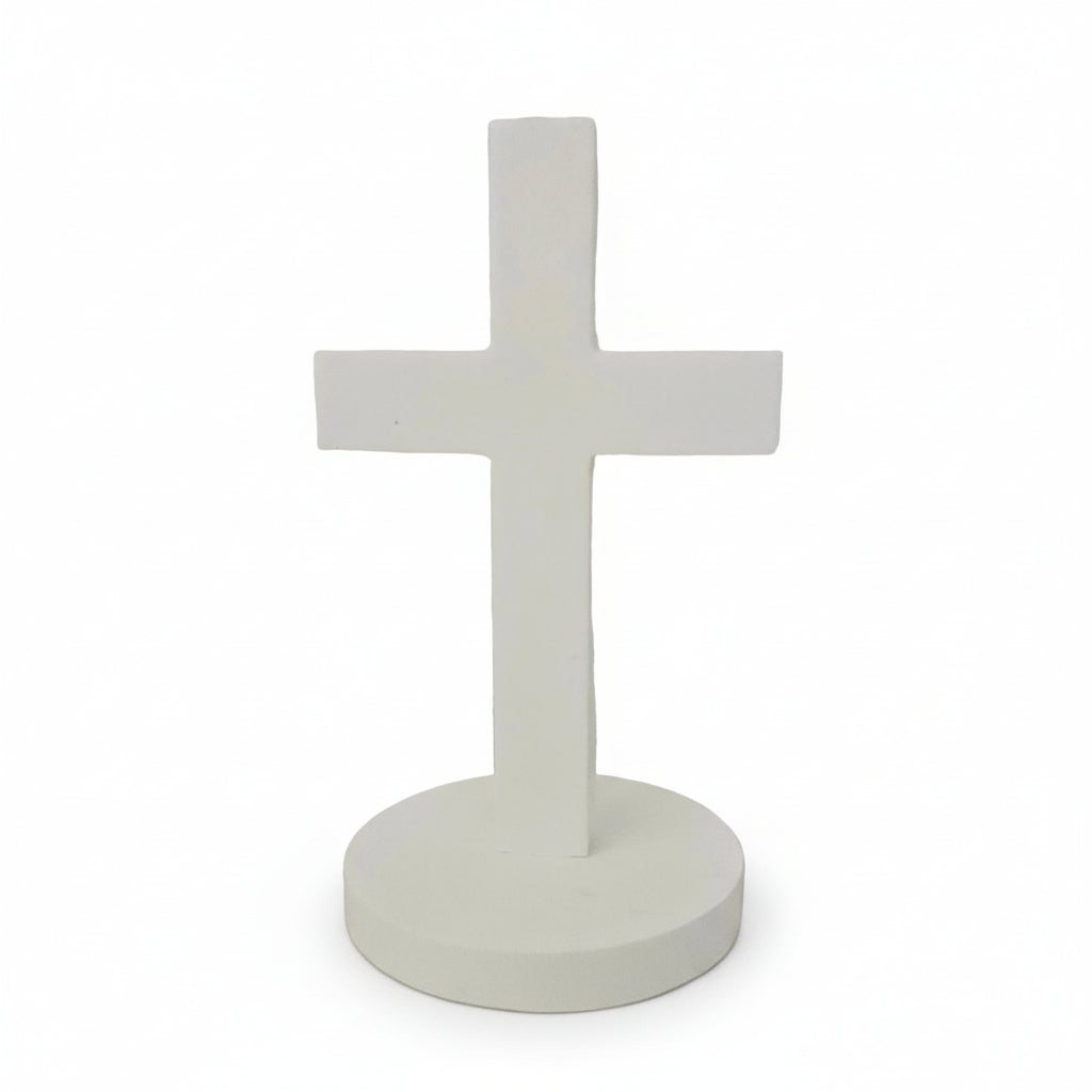 Croix du Christ blanche avec support